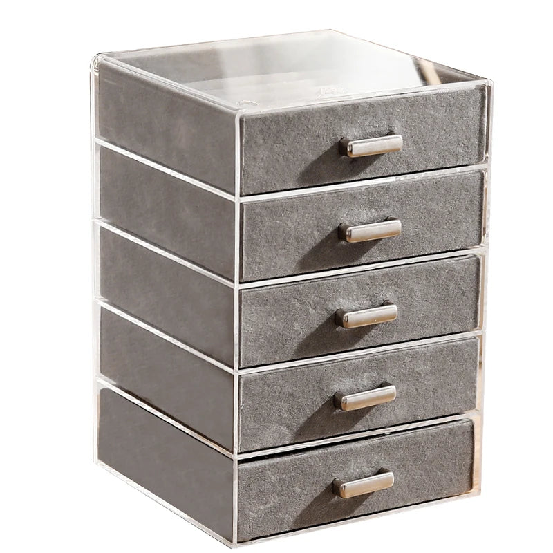 Wholesale Price Large Capacity Multi Drawer Duatproof Flocked Jewelry Display Boxes