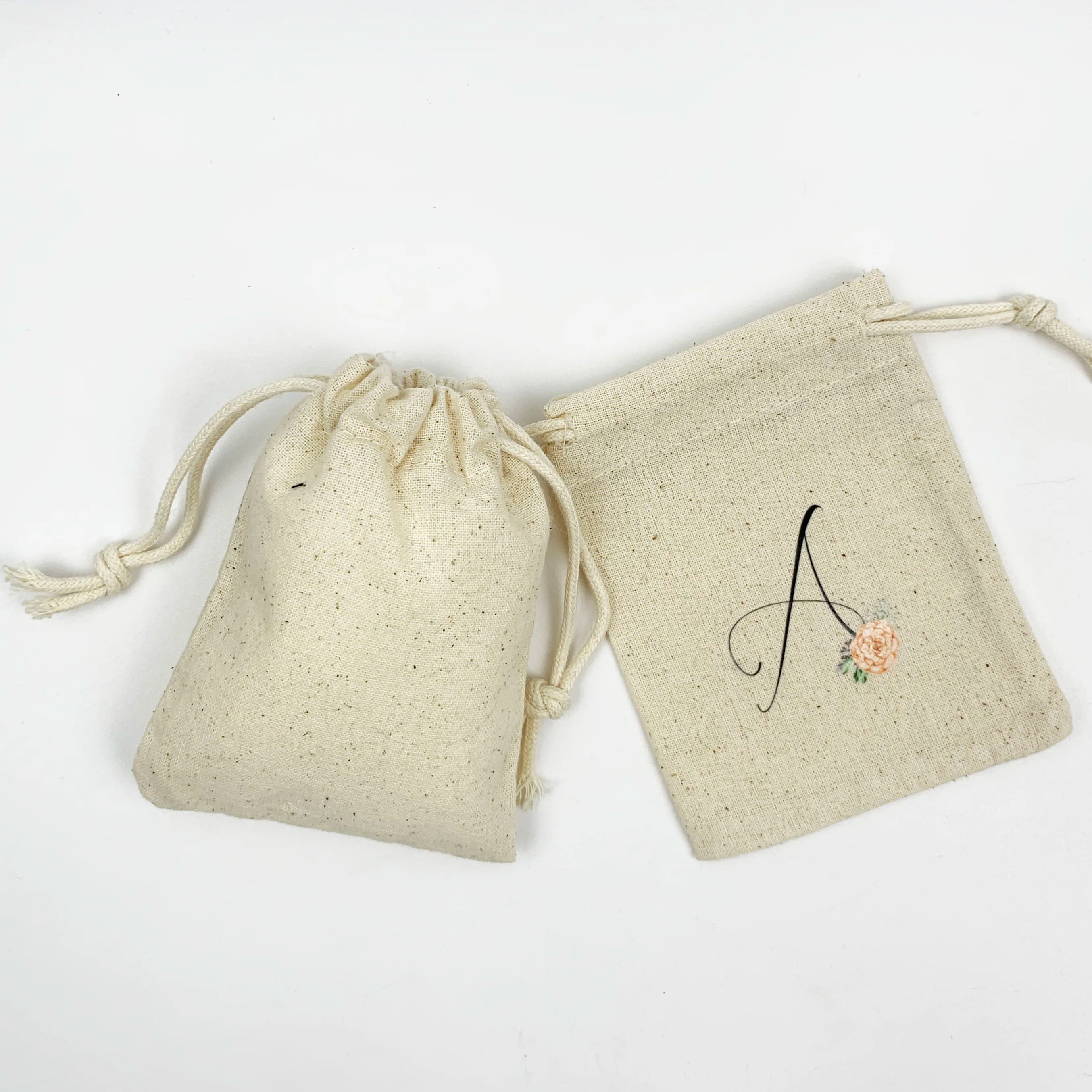 Wholesale Cotton Drawstring Bags Natural Color Large Custom Printed Logo Package Jewelry Dust Pouch