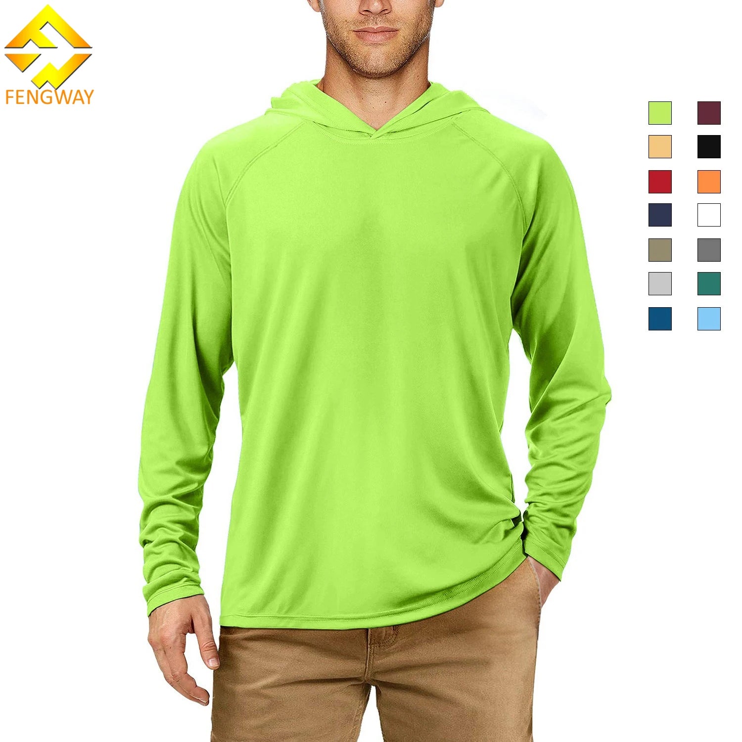 Custom Logo Lightweight Sports UPF 50+ Hoodie Breathable Quick Dry Cooling Comfortable Long Sleeve Fishing Shirts 100% Polyester