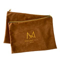 Custom Brand Logo Printed Cosmetics Travel Storage Bags35x25cm Brown Velvet Wigs Zipper Bags