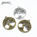 YuenZ Life tree charms Antique Silver color Metal Pendant For Jewelry Making Bracelet Necklace Round Tree 33*30mm Q244