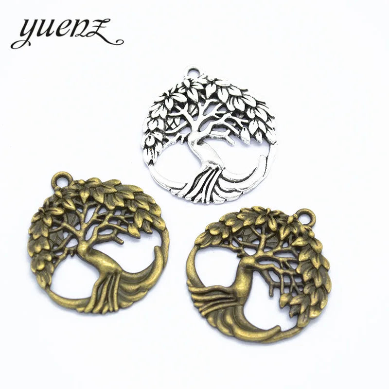 YuenZ Life tree charms Antique Silver color Metal Pendant For Jewelry Making Bracelet Necklace Round Tree 33*30mm Q244