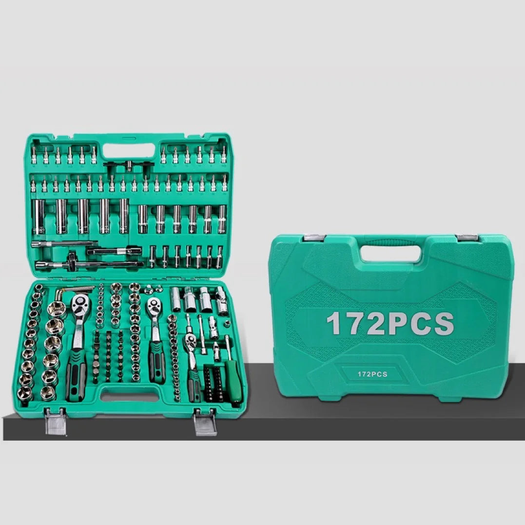 172pcs Professional Normal Wrench Repair Basic Hand Kit Household Car Repair Box Hand Tool Set Socket Wrench Tool Set