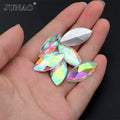 JUNAO 2*4mm 6*12mm 9*18mm Horse Eye Crystal AB Stones Pointback Diamond Strass Non Hotfix Rhinestone for DIY Clothes