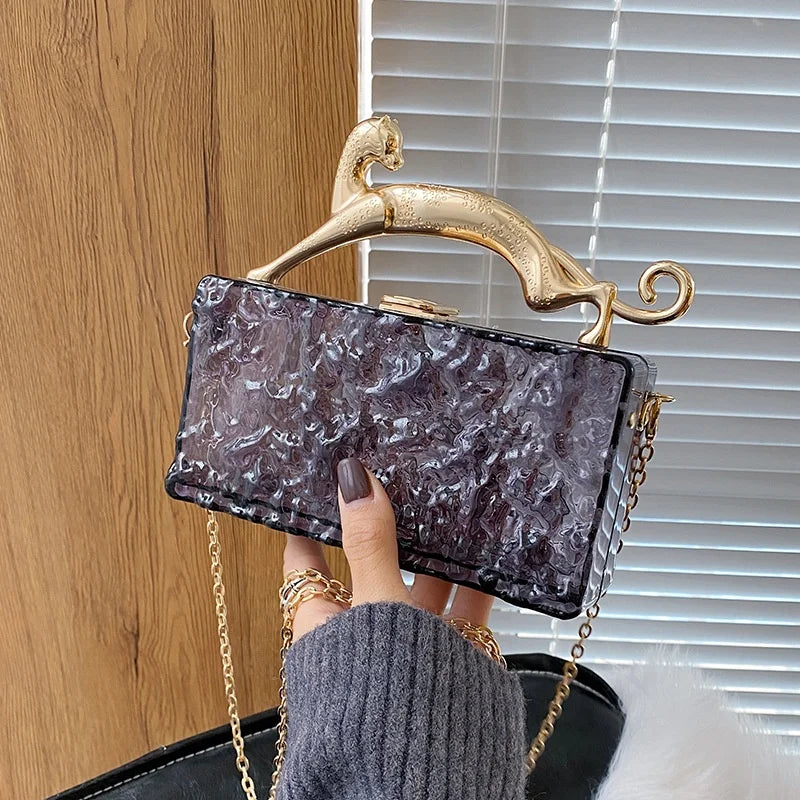 Hot Fashion Summer Purses 2025 Handbags Golden Handle Ladies Chain PVC Make up Bag Matte Frosted Women Acrylic Evening Clutch