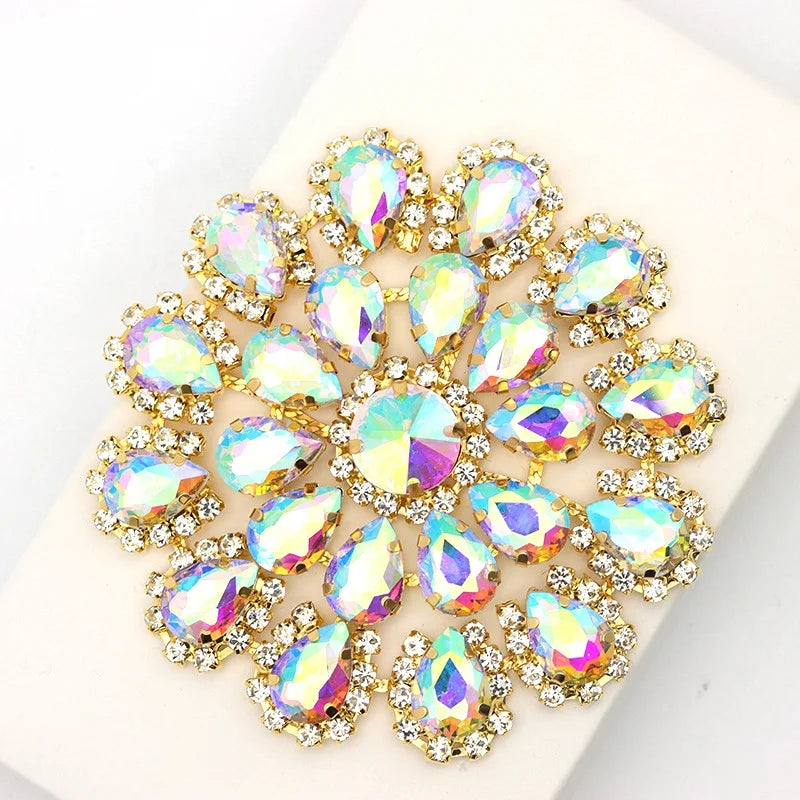 Fashion Wholesale Rhinestones Bridal Belt Gold Rhinestone Crystal Appliques for Wedding Dress Garment Accessories