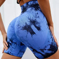 High Waist Elastic Hip Lifting Tie Dyed Sports Tight Pants Women Outdoor Running Seamless Yoga Fitness Shorts