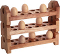 Natural Wooden Egg Container Rack Deviled Organizer Rustic Kitchen Decoration Egg Storage Trays Stackable Egg Holder Countertop