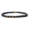 Fashion Men Tigers Eye Beaded Bracelet Handmade Matted Black Agate Malachite Emperor Stone Beads Elastic Bracelet Wholesale