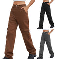 Ladies Wide Leg Baggy Pants Denim Trousers With Belt High Waist Wide Leg Women Cargo Pants