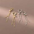 Fashion Earrings Jewelry 925 Sterling Silver Earrings Natural Real Pearl Long Tassel Chain Gold Plated Hoop Earrings Women