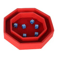 Custom 8\" Octagonal PU Leather Dice Tray with Lid for Dungeons DND Board Games Handcrafted Wooden Base