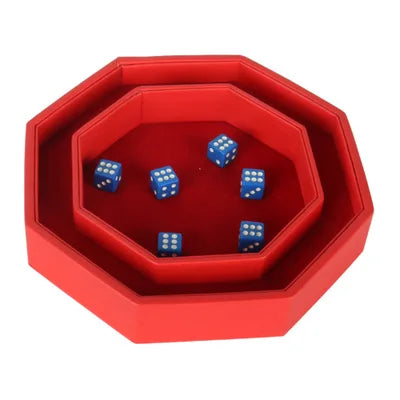Custom 8\" Octagonal PU Leather Dice Tray with Lid for Dungeons DND Board Games Handcrafted Wooden Base