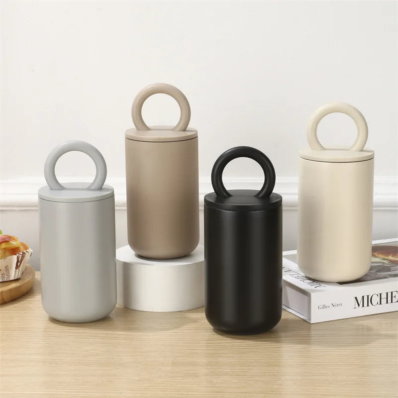 304 New Household Indoor Vacuum Stainless Steel Double-layer Thermos Cup Ring Portable Coffee Cup
