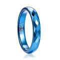 Alin 4mm High Polished Blue Wedding Ring Band Multifaceted Tungsten Carbide Ring for Men Women
