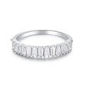Exquisite 925 Silver Tennis Ring for Women Rhodium Plated Baguette Zircon Gemstone Bezel Setting Jewelry