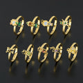 Color Zircon Creative Princess Open Rings 18K Glod Plated Brass Rings Simple Fashion Jewelry Small Animal Rings for Women