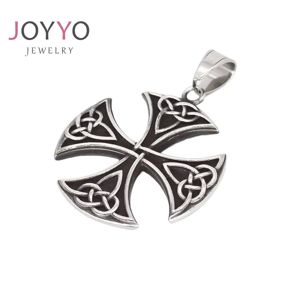 Stainless Steel Children's Cross Pendant Antique Silver Plated Christ Cross Charm Biker Punk Necklace Jewelry