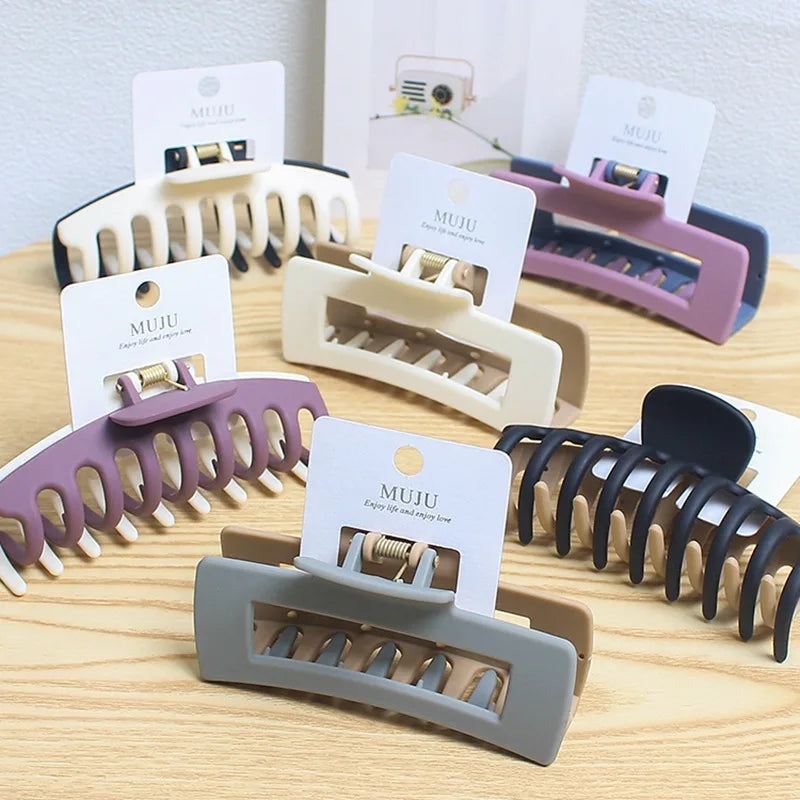 Large Matching Color Matte Design Sense Grab Clip Fashion Senior Hair Shark Clip Simple Plastic Hair Accessories Archer