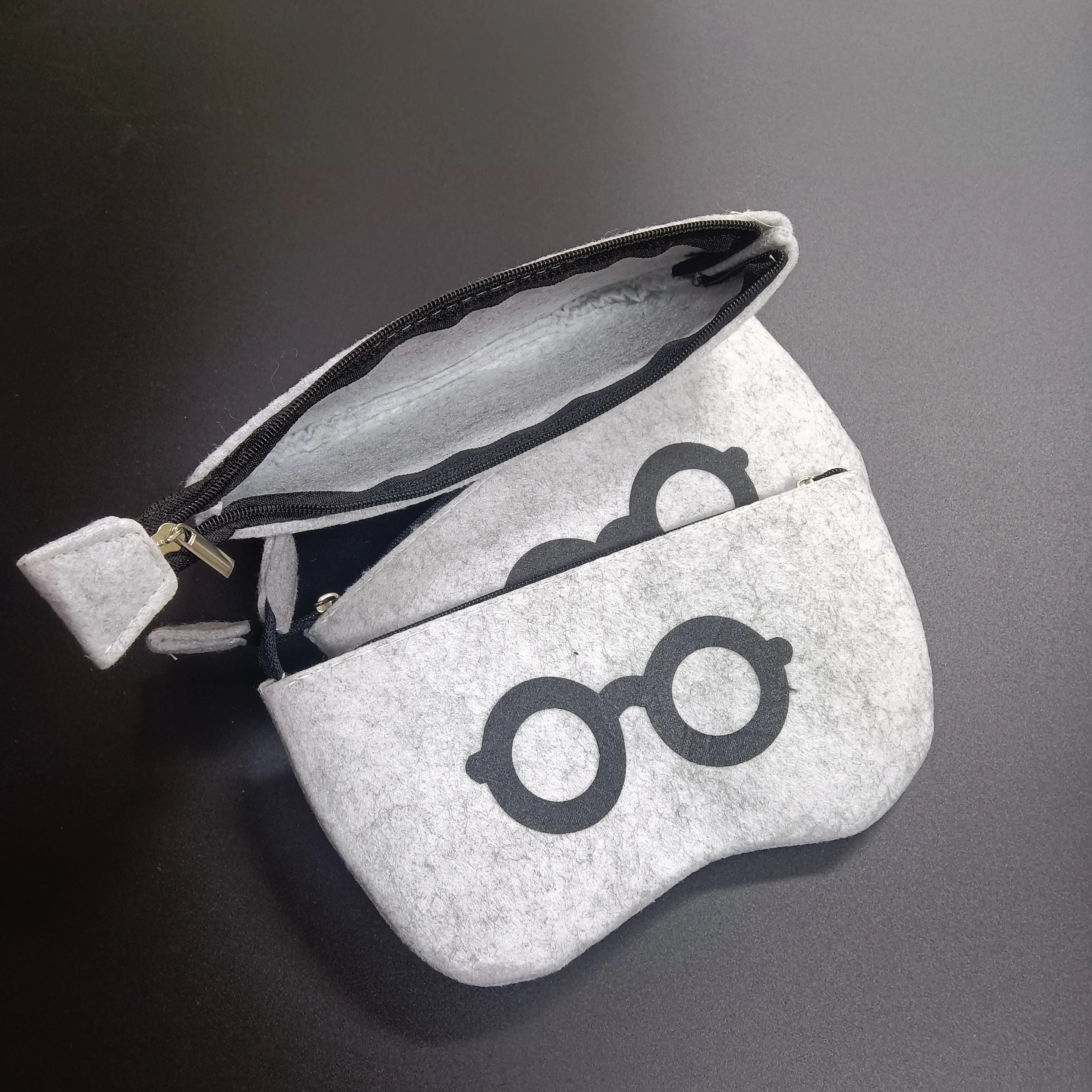Factory Wholesale Brand High-End Sunglasses & Eyeglasses Storage Case Pouch Soft Felt Bag