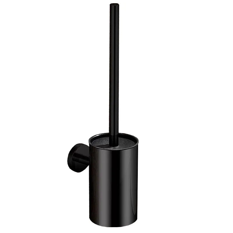 304 Stainless Steel Wall-Mounted Bathroom Cleaning Brush Set Modern Design Easy Clean Toilet Brush Holder for Home Hotel Black