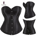 Front Busk Solid Black Plastic Boned Waist Slimming Cincher Shaper Women Gorset Satin Body Shapwear