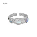 FUAMAY 2022 White Platinum Plated Geometric Moonstone Rings 925 Sterling Silver Engagement Ring CZ Jewelry Woman