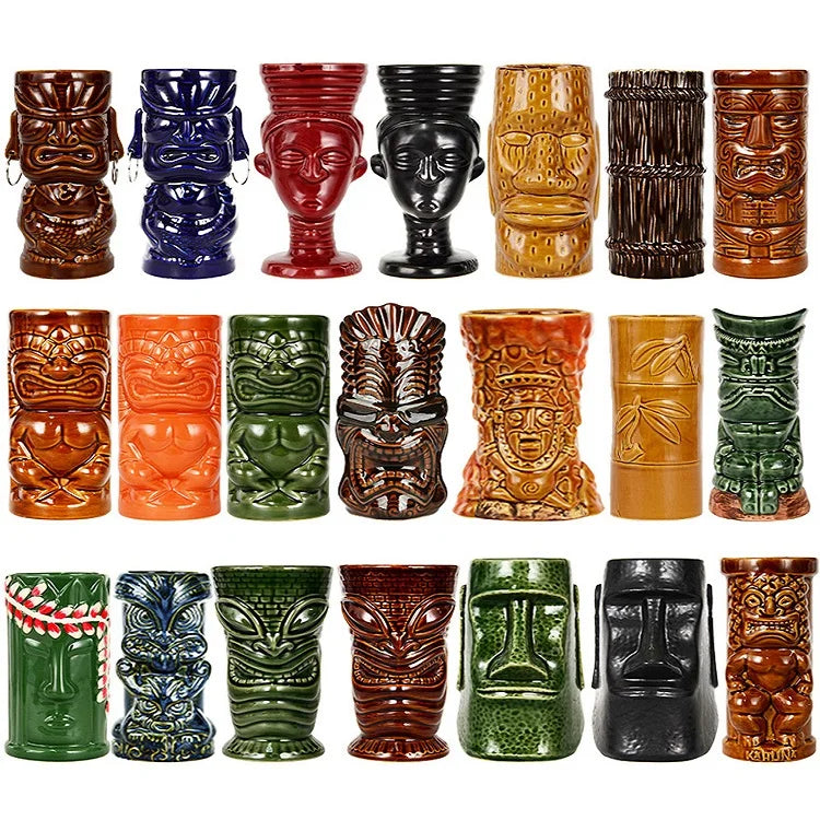 Handmade Cute Exotic Cocktail Hawaii Beer Wine Cup Bar Ceramic Tiki Mugs Ceramic Mugs