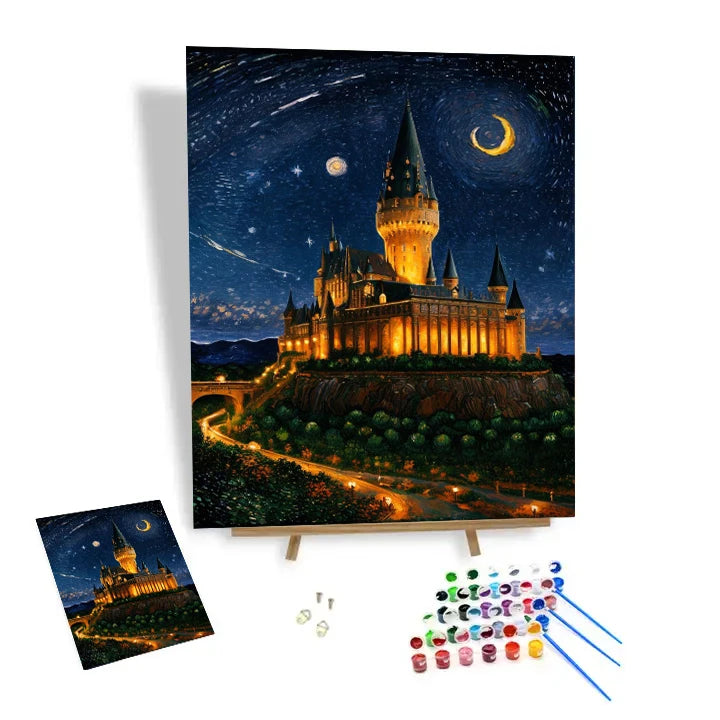 Van Gogh Diy Painting by Numbers Kit Castle Under the Starry Sky Nordic Style Customized Home Decor