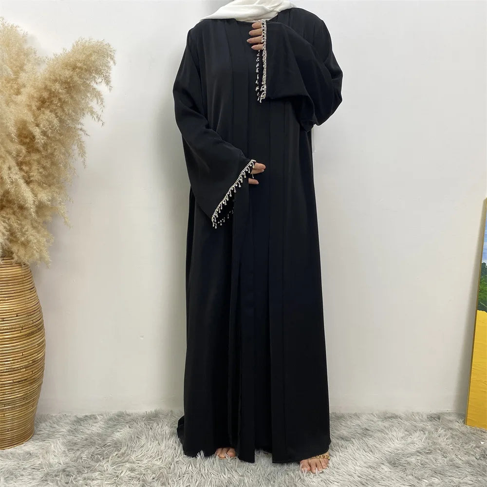 Factory Customization Low Price Muslim Abaya Suit + Hand Sewing Drill One Size Polyester Clothing Customizable