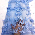 3D Sky Blue Floral Mesh Embroidery Lace Fabric Dress Embroidery Net Lace Fabric