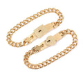 18k Gold Plated Lock and Key Stainless Steel Couple Bracelet Set
