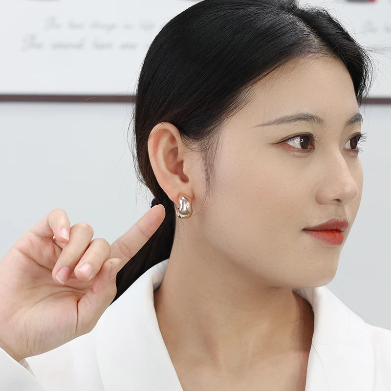 Vintage Luxury Jewelry CCB Adhesive Big Clip on Earrings Chunky Drop-shaped Stud Earrings for Women
