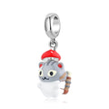 New 925 Sterling Silver Cut Cat Charms Colorful Enamel Beads Fit Original Women Bracelet DIY Silver Pendant Jewelry Making