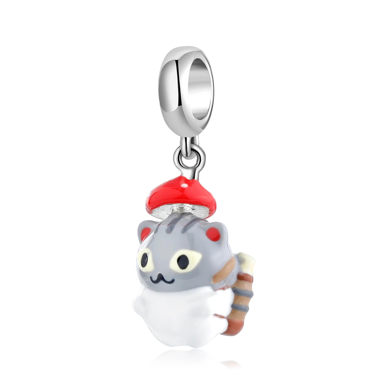 New 925 Sterling Silver Cut Cat Charms Colorful Enamel Beads Fit Original Women Bracelet DIY Silver Pendant Jewelry Making