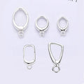 925 Sterling Silver Square Triangle Oval Lock With Bottom Loop Ring Bail Spring Pendant Necklace Clasp for Jewellery Making