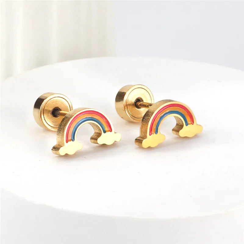 Stainless Steel Women Earring Custom Enamel Earrings 18k Gold Filled Enamel Earrings Stud