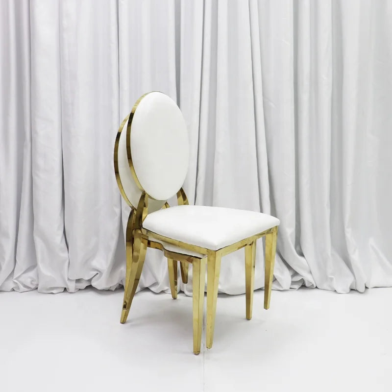 Wholesale Luxury Stainless Steel Outdoor Dining Table Stackable Chairs for Hotels Weddings Home Use-for Living Room Apartment