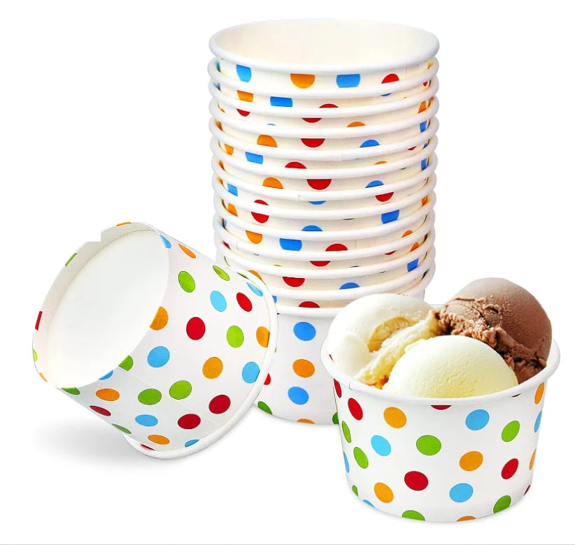 Food Grade Disposable Custom Logo Embossed Paper Bowls & Plates with PP Lid for Ice Cream Pizza Salad Sugar Hamburger & Snack