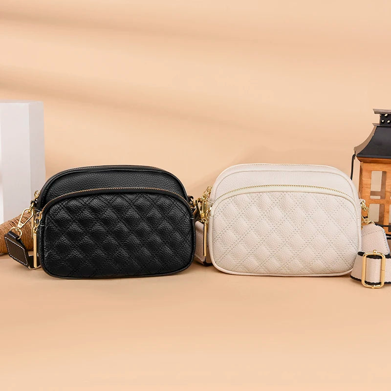 Women's Concise Style Strap Crossbody Bag Genuine Leather Bag