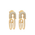 Women's Crystal Paper Clip Drop Earrings Curved Safety Pin Statement Gold Plated Brass Oorbellen Brincos Weddings Party Gift
