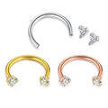 Daicy 316L Surgical Steel Curved Barbell Zircon Horseshoe Circular Fashion Body Jewelry Faux Titanium Piercing Nose