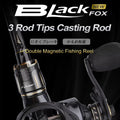 HISTAR Black Fox Fishing Reel Combo High Strength 2.4M Full Carbon 3 Tips Fishing Rod n HD Magnetic Brake Baitcasting Reel