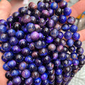 Wholesale Purple Tiger Eye Stone Beads 6/8/10MM Smooth Round Natural Starry Sky Tiger Eye Beads for Jewelry Making