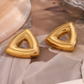 Minimalist Jewelry Hollow Triangle Stud Earrings PVD Gold Plated Stainless Steel Jewelry