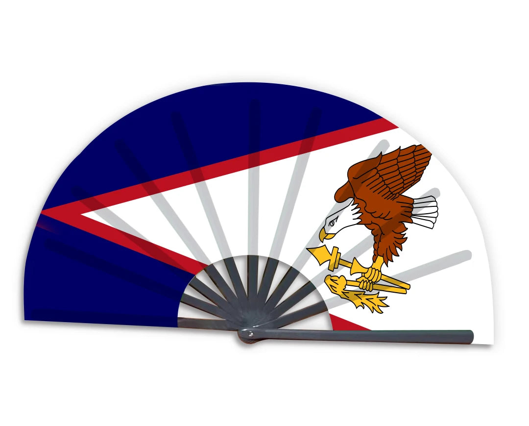 New Product Customized National Country Flag American Samoa Folding Bamboo Hand Held Fan