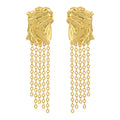 18K Gold Plated Geometric Earrings Stud With Link Tassel Earring for Women Custom 925 Sterling Silver Fine Designer Jewelry