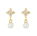 Gemnel 925 Sterling Silver Gold Plated Zircon Freshwater Pearl Stud Earrings