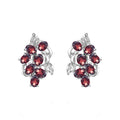 Abiding Custom English Lock Flower Natural Garnet Stone Handmade Sterling Silver Korean Earrings Leaf Earring for Women