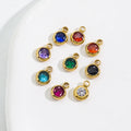 New Arrival Stainless Steel Small Round Pendant Inlaid Colorful Gemstones Charm Pendant for Jewelry Making Accessories